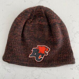 New Era CFL BC Lions Athletic Fleece Lined Knit Acrylic Hat Black & Orange Sz OS
